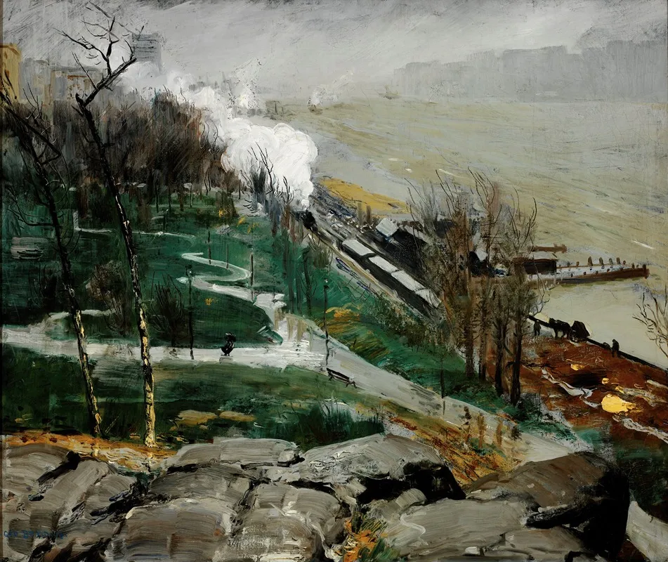Rain On The River Wall Art by George Wesley Bellows - High-Resolution Digital Print