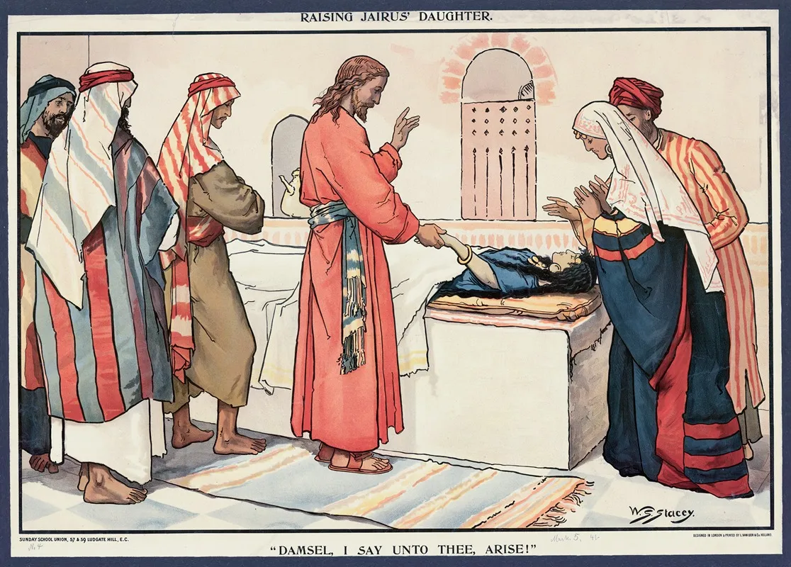 Raising Jairus Daughter Wall Art by Walter Sidney Stacey - High-Resolution Digital Print