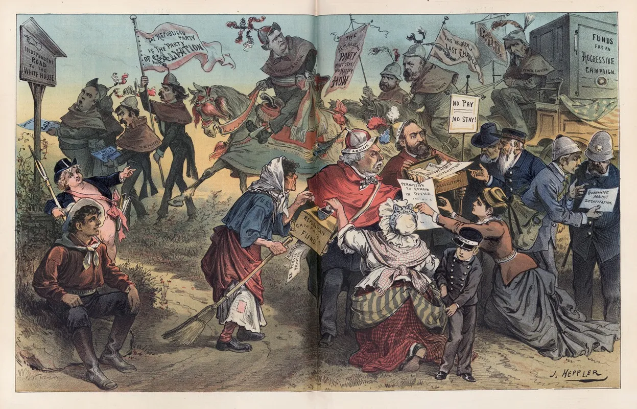 Raising The Funds To Buy The Presidency Wall Art by Joseph Ferdinand Keppler - High-Resolution Digital Print