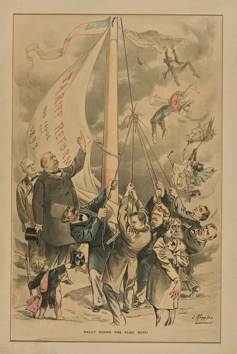 Rally Round The Flag Boys Wall Art by Joseph Ferdinand Keppler - High-Resolution Digital Print