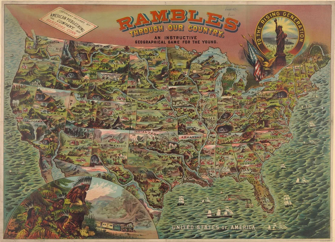 Rambles Through Our Country An Instructive Geographical Game For The Young Wall Art by Schaefer & Weisenbach, Litho. - High-Resolution Digital Print