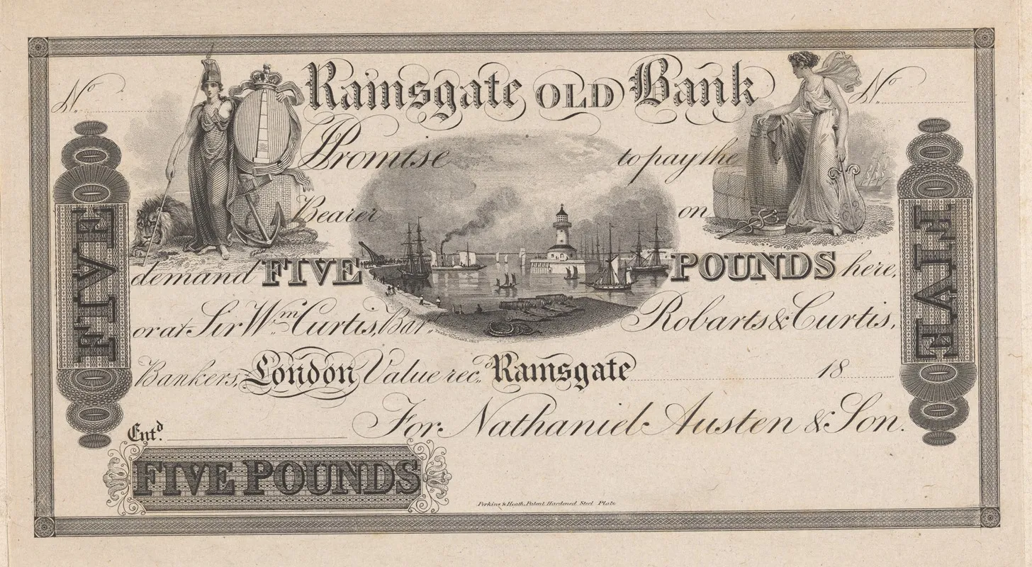 Ramsgate Old Bank Five Pound Note Wall Art by Perkins &amp; Heath - High-Resolution Digital Print