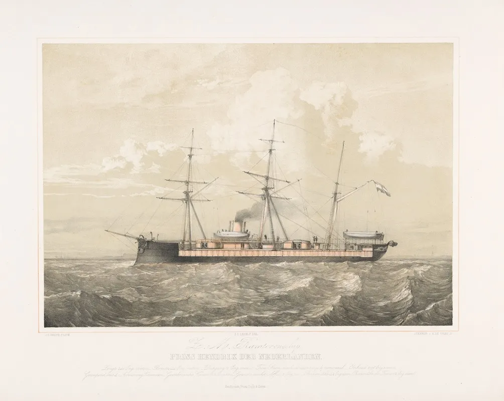 Ramtorenschip Prins Hendrik Der Nederlanden Varend Op Zee Z M Ramtorenschip Prins Hendrik Der Nederlanden Wall Art by Johan Conrad Greive - High-Resolution Digital Print