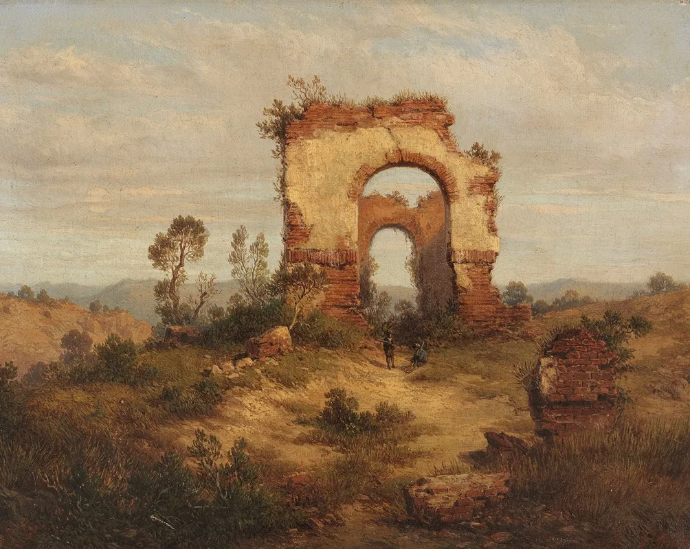 Rastende Jager Vor Ruinen Wall Art by Albert Ludwig Trippel - High-Resolution Digital Print