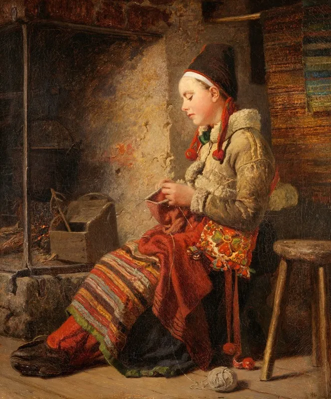 Rattvik Girl By The Fireside