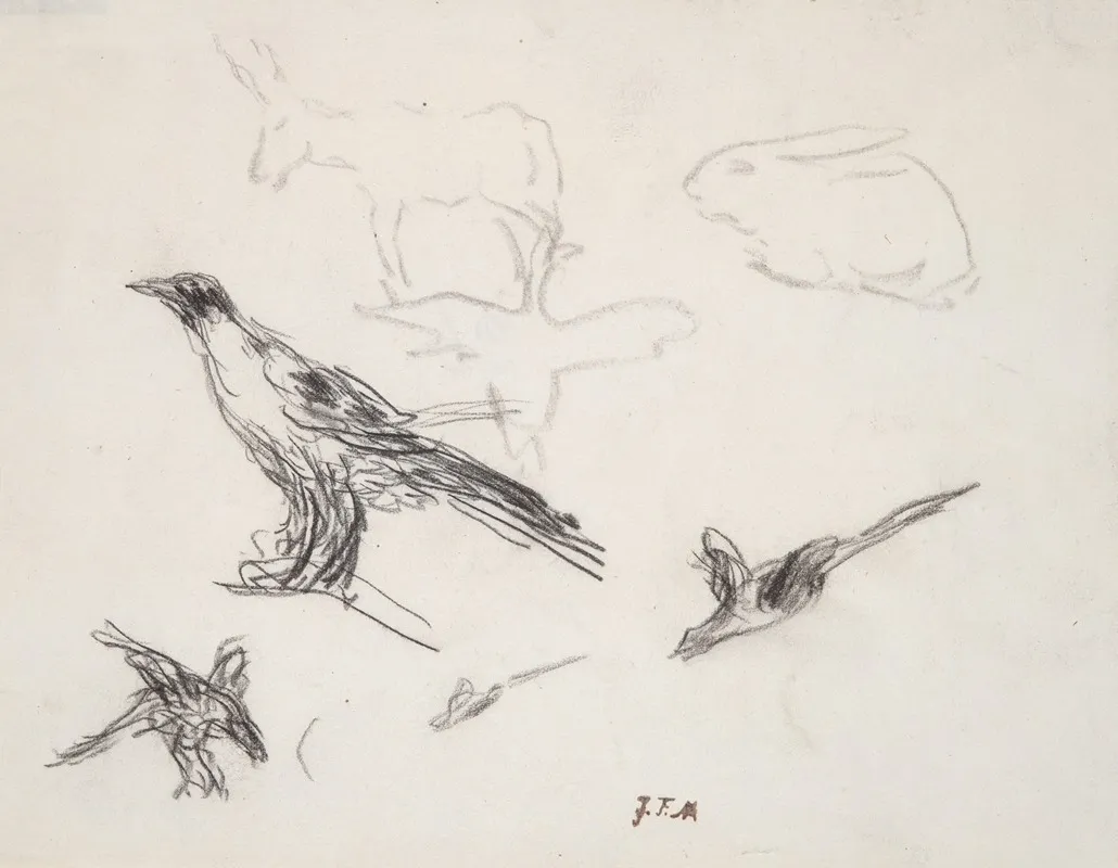 Ravens Donkey Rabbit And Goose Wall Art by Jean-François Millet - High-Resolution Digital Print