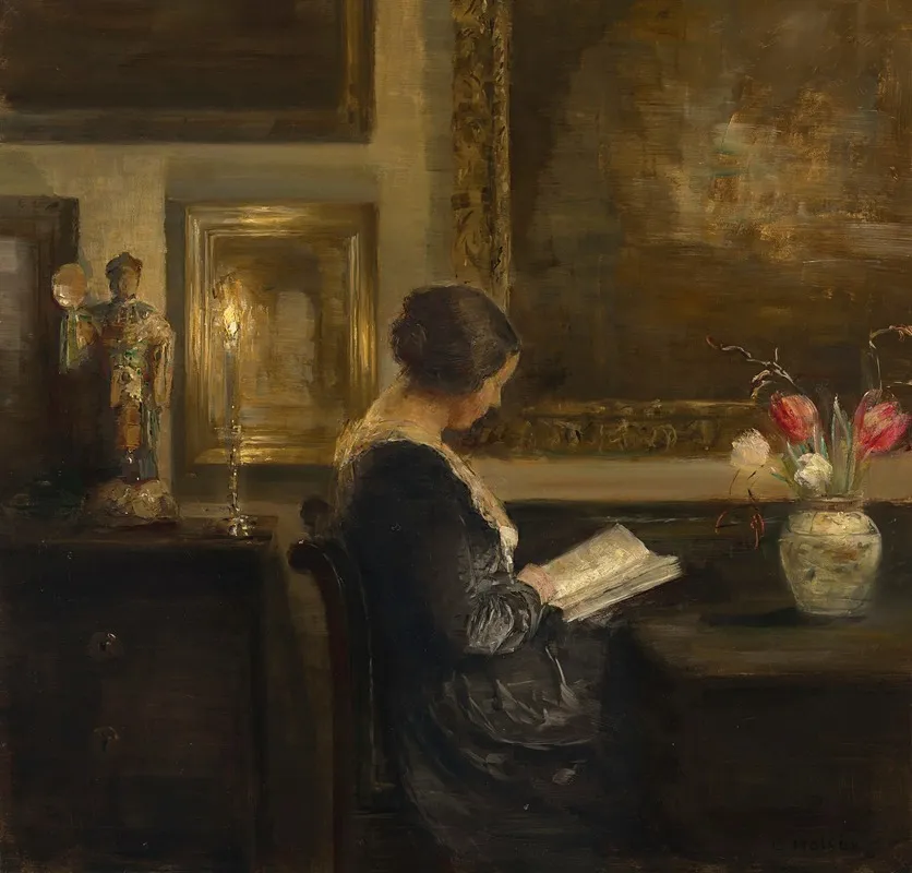 Reading By Candlelight 2 Wall Art by Carl Holsøe - High-Resolution Digital Print