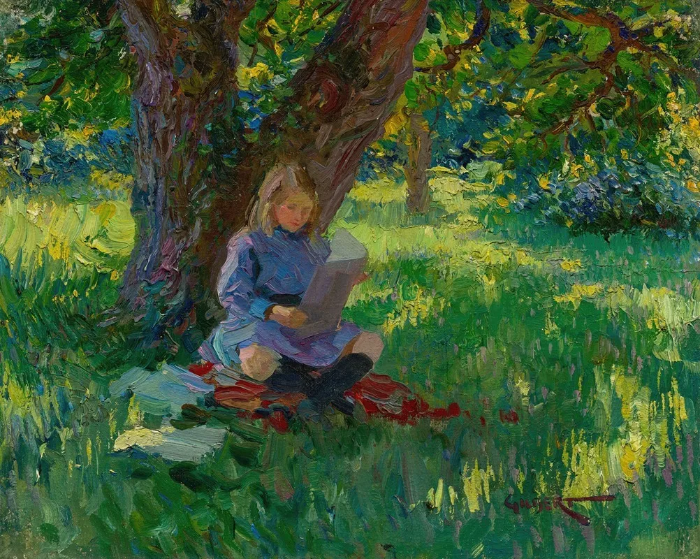 Reading In The Shade Wall Art by Albert Thomas Jarvis Gilbert - High-Resolution Digital Print