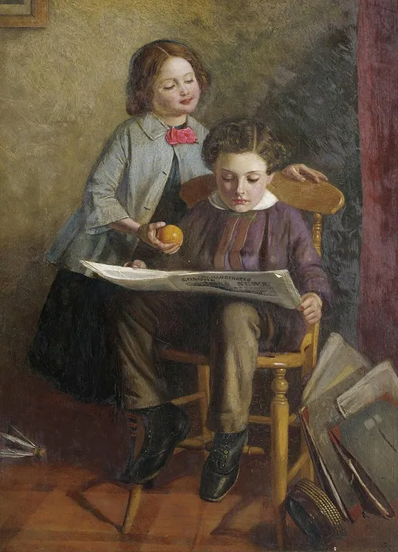 Reading The Illustrated London News Wall Art by John Watson Gordon - High-Resolution Digital Print