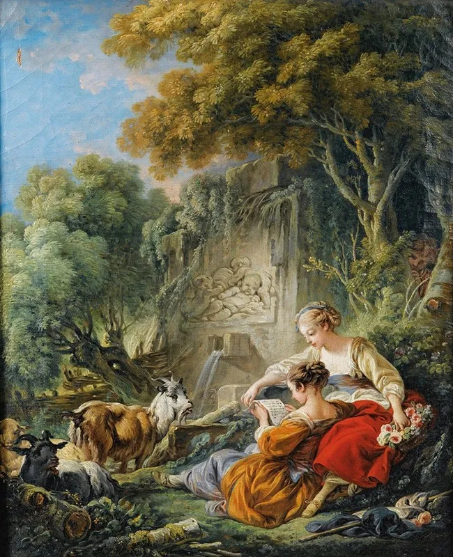 Reading The Letter Wall Art by François Boucher - High-Resolution Digital Print