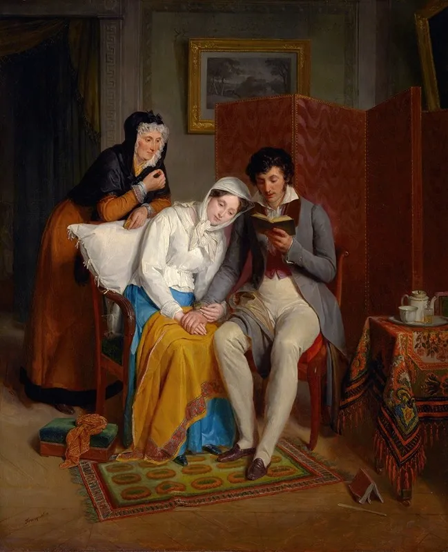 Reading To The Convalescent Wall Art by Jean-Augustin Franquelin - High-Resolution Digital Print
