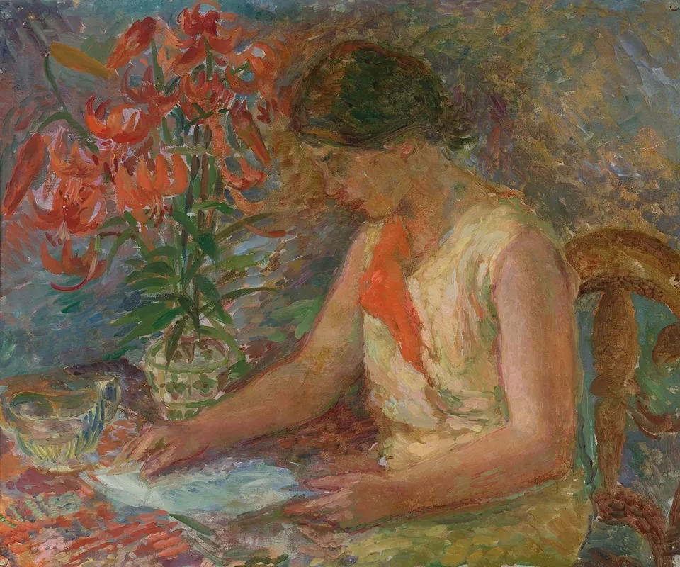 Reading Woman 2 Wall Art by Lucjan Adwentowicz - High-Resolution Digital Print
