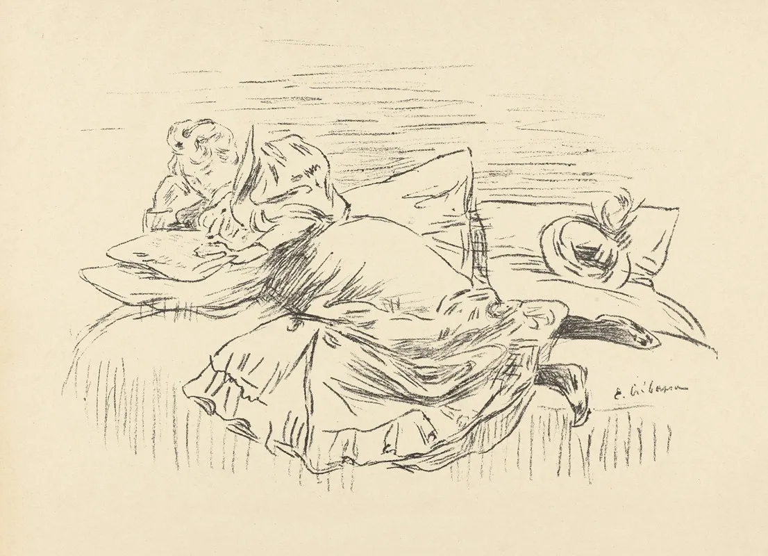 Reading Woman Lying On Bed Wall Art by Edouard Crébassa - High-Resolution Digital Print