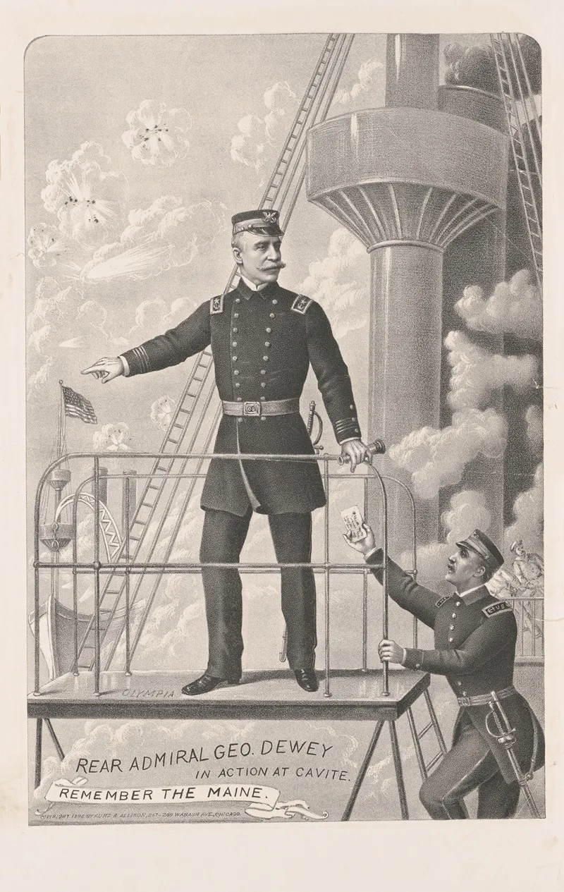 Rear Admiral George Dewey In Action At Cavite Wall Art by Kurz &amp; Allison - High-Resolution Digital Print