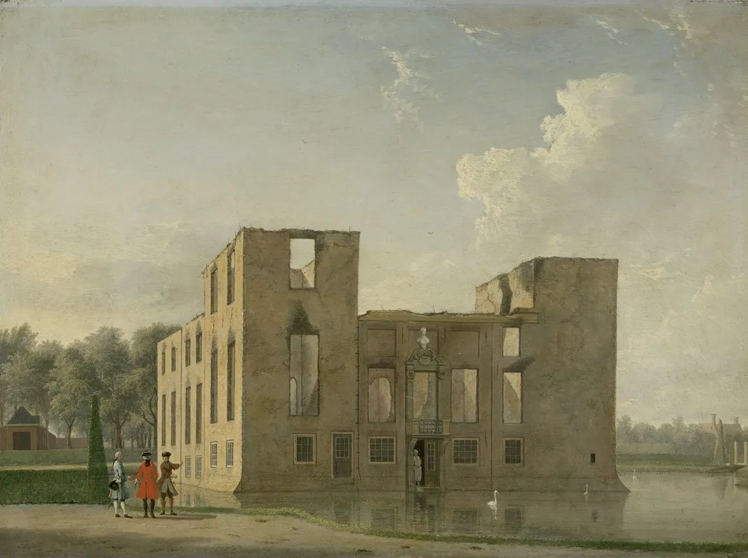 Rear View Of Berckenrode Castle In Heemstede After The Fire Wall Art by Jan ten Compe - High-Resolution Digital Print