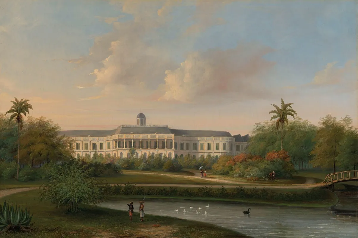Rear View Of Buitenzorg Palace Before The Earthquake Of 10 October 1834 Wall Art by Willem Troost the younger - High-Resolution Digital Print