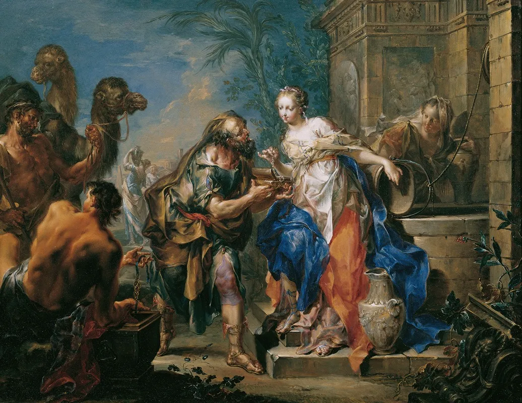 Rebekka Am Brunnen Wall Art by Johann Georg Platzer - High-Resolution Digital Print