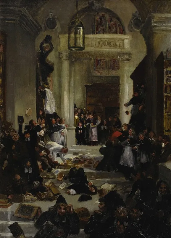 Rebellion In The Monastery Wall Art by Circle Of Eugenio Lucas Velásquez - High-Resolution Digital Print