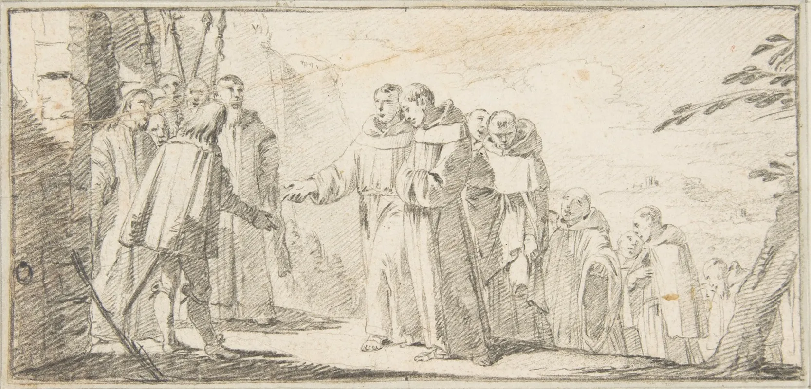 Reception Of Monks At A City Gate Wall Art by Giovanni Battista Tiepolo - High-Resolution Digital Print