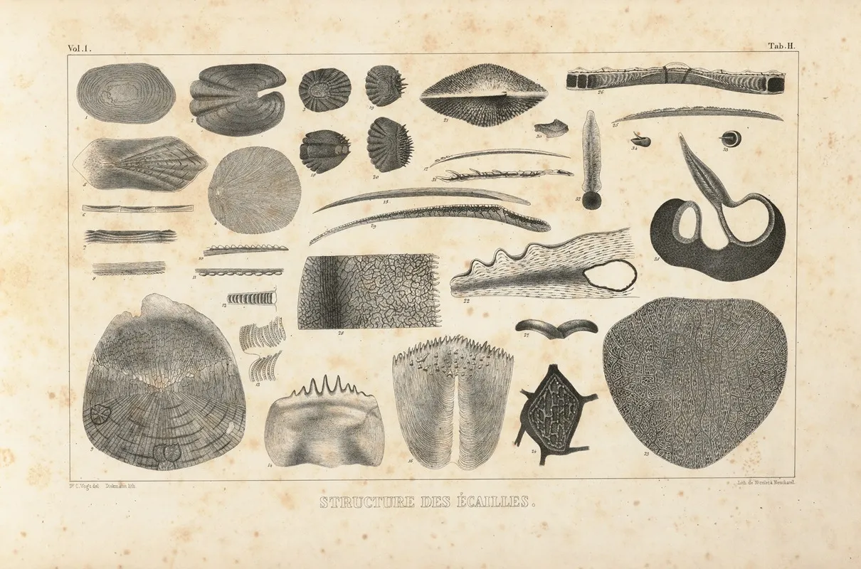 Recherches Sur Les Poissons Fossiles Pl 100 Wall Art by Louis Agassiz - High-Resolution Digital Print