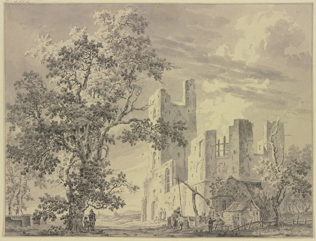 Rechts Eine Ruine Dabei Ein Ziehbrunnen Wall Art by Paulus van Liender - High-Resolution Digital Print