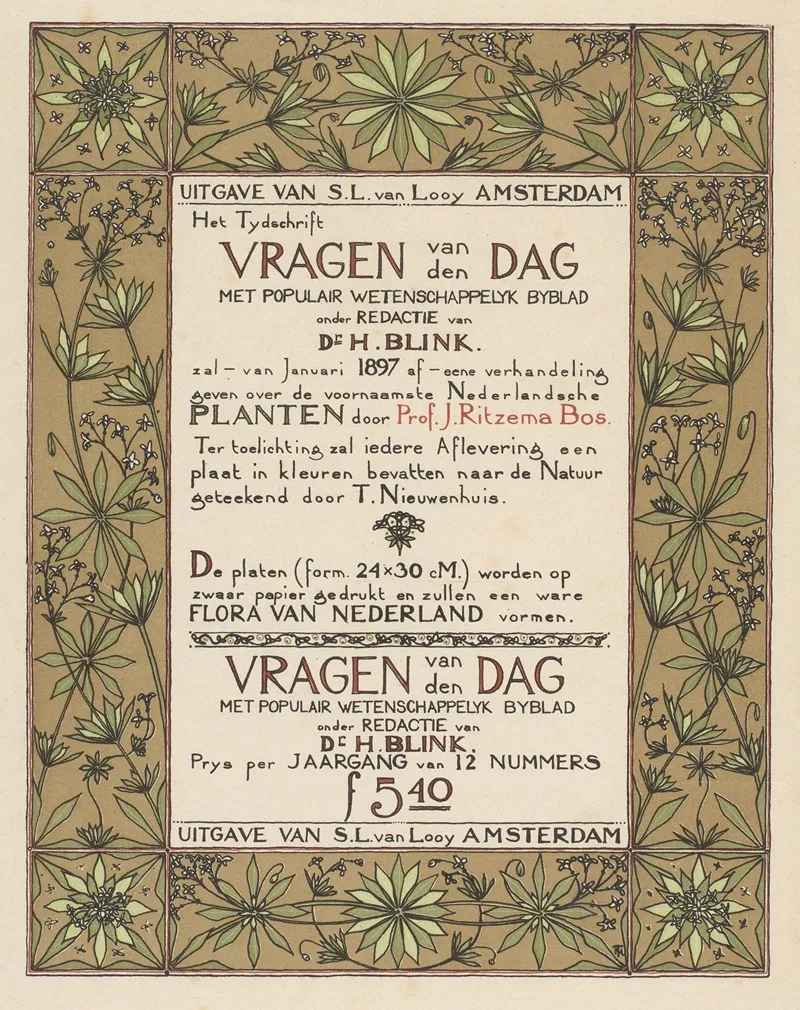 Reclamebiljet Voor Het Tijdschrift H Blink Red Vragen Van Den Dag