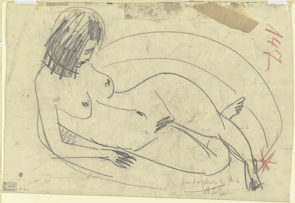 Reclining Female Nude 29 Wall Art by Ernst Ludwig Kirchner - High-Resolution Digital Print