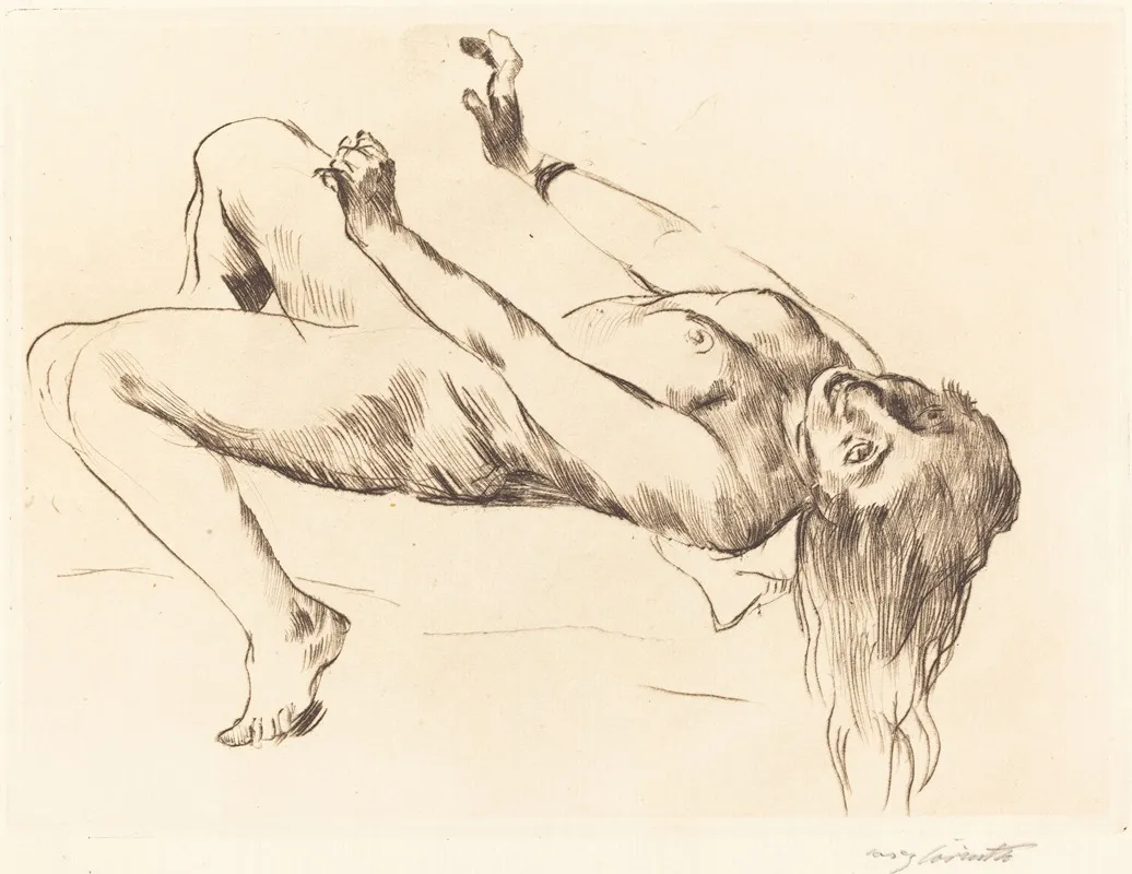 Reclining Female Nude Study For Joseph And Potiphars Wife Liegender Weiblicher Akt Studie Zu Joseph Und Potiphar Wall Art by Lovis Corinth - High-Resolution Digital Print