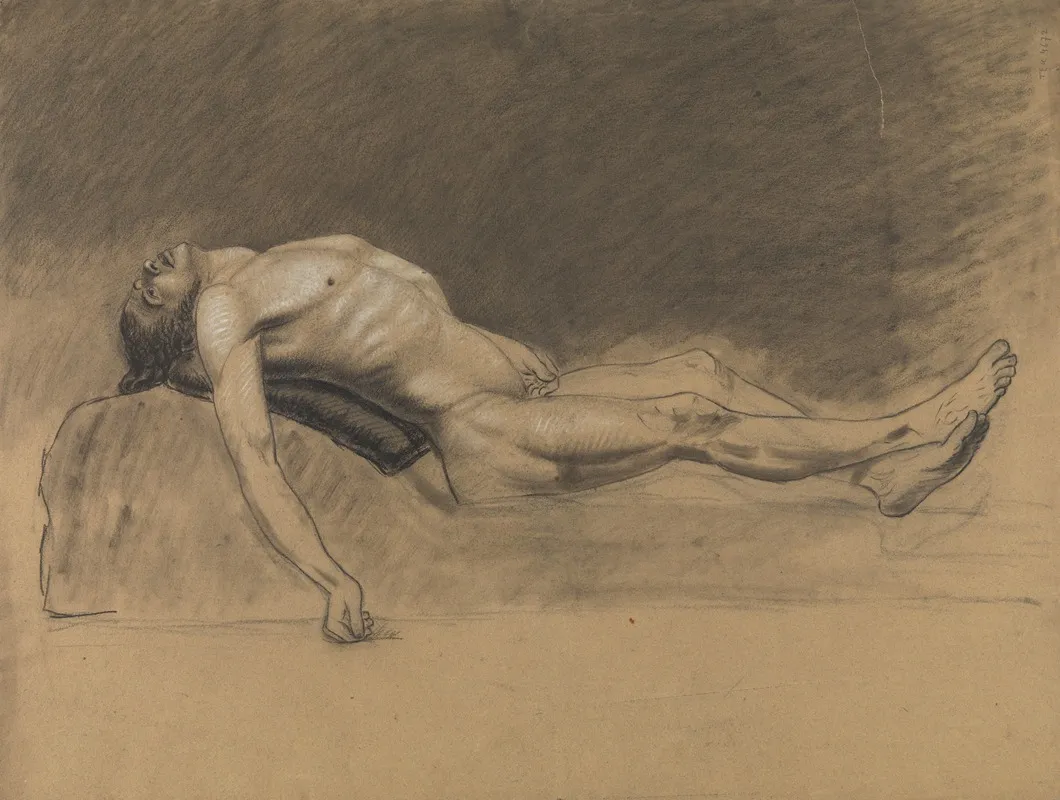 Reclining Male Nude 11 Wall Art by Albert Voituron - High-Resolution Digital Print