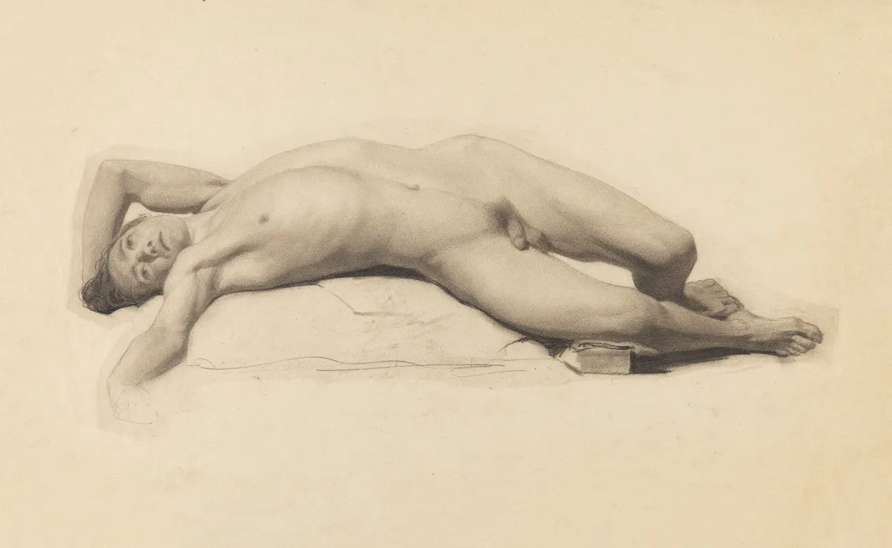 Reclining Male Nude 12 Wall Art by Charles Onghena - High-Resolution Digital Print