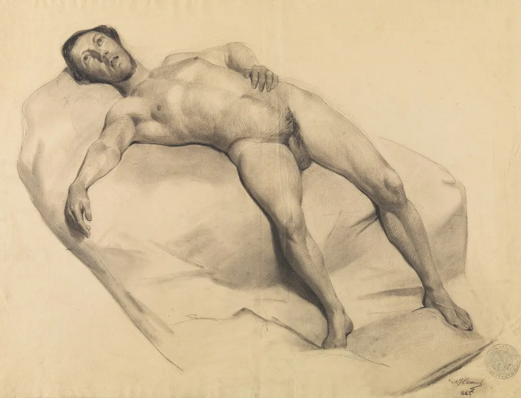 Reclining Male Nude 15 Wall Art by Théodore-Joseph Canneel - High-Resolution Digital Print