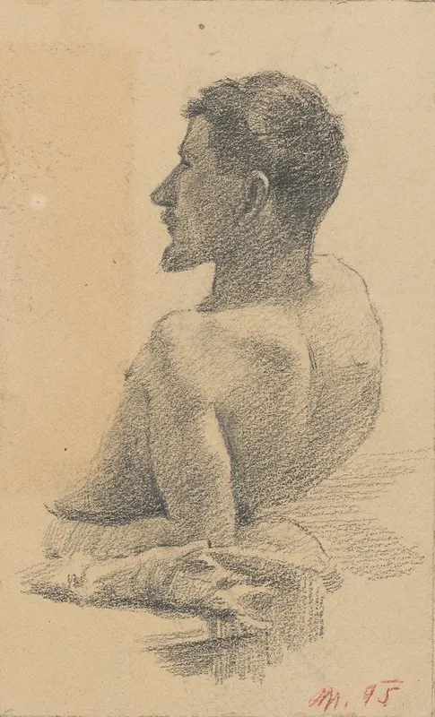Reclining Male Nude Waist Up Wall Art by Milan Thomka Mitrovský - High-Resolution Digital Print