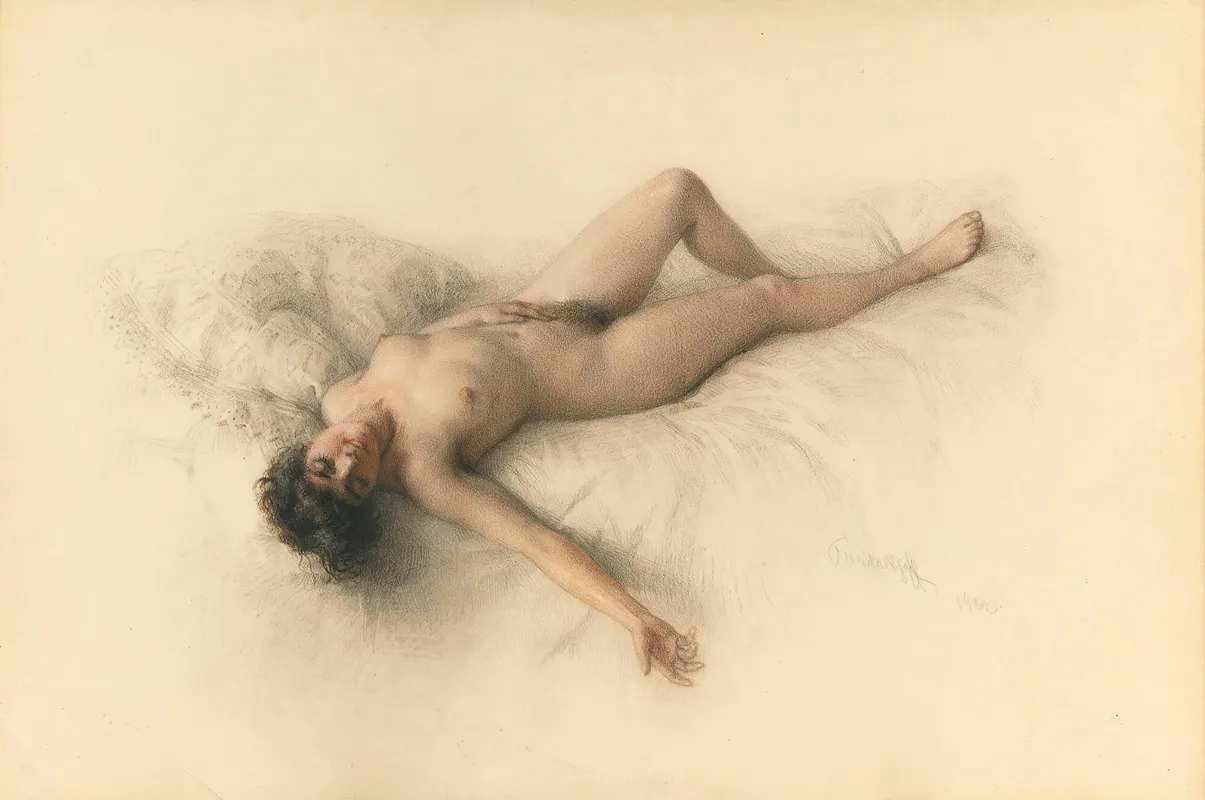 Reclining Nude 10 Wall Art by Mikhail Viktorovich Rundaltsov - High-Resolution Digital Print