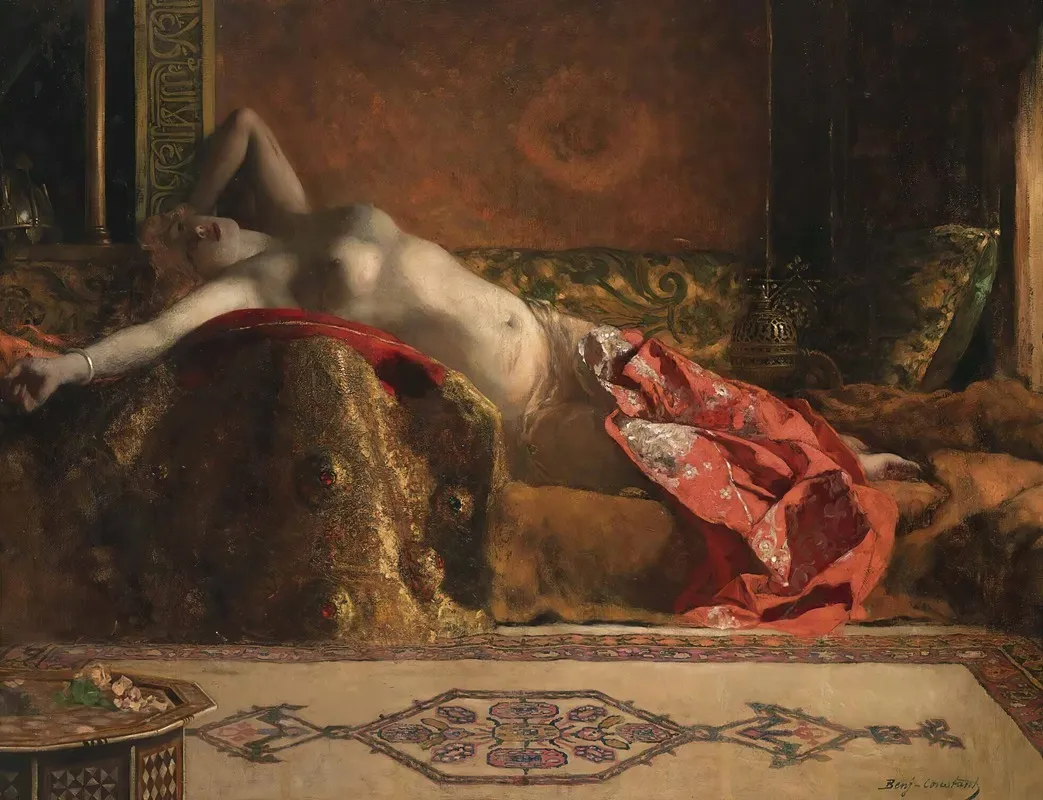 Reclining Odalisque Wall Art by Jean-Joseph-Benjamin Constant - High-Resolution Digital Print