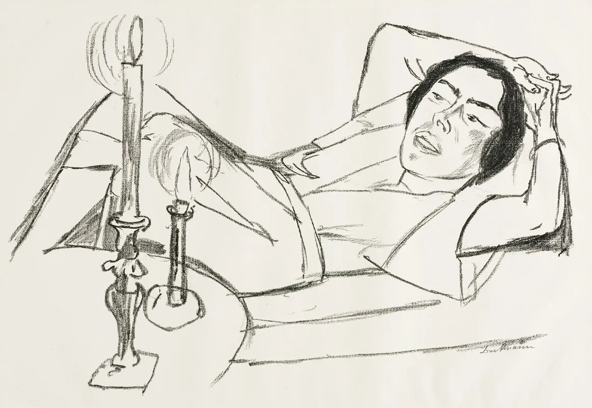 Reclining Woman Portrait Of Johanna Loeb Wall Art by Max Beckmann - High-Resolution Digital Print