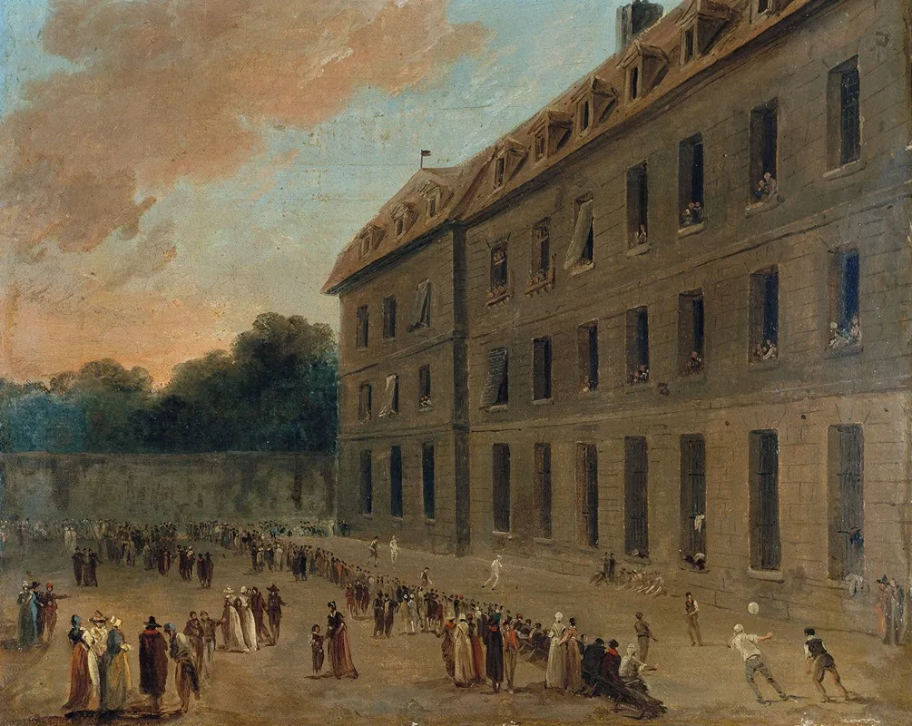 Recreation Des Prisonniers A Saint Lazare La Partie De Ballon Wall Art by Hubert Robert - Canvas Print