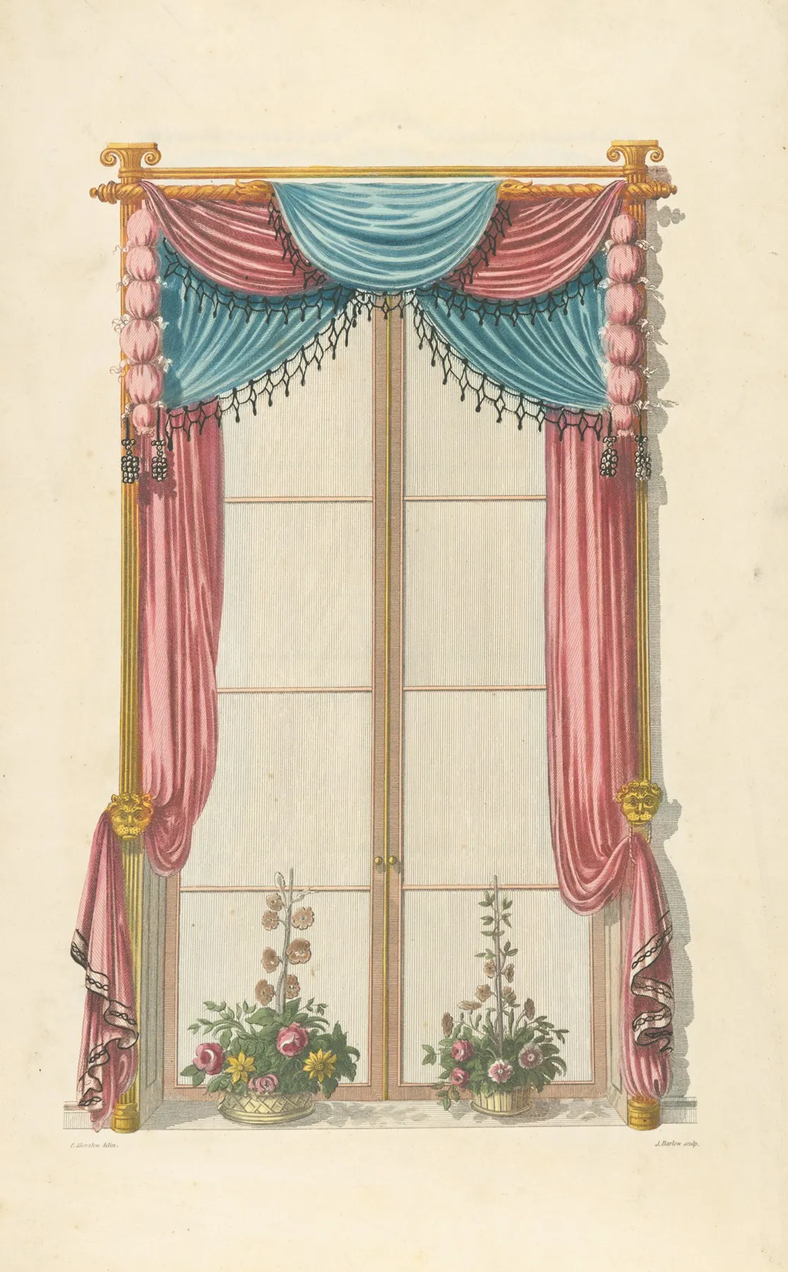 Red And Blue Drapery Wall Art by Thomas Sheraton - High-Resolution Digital Print