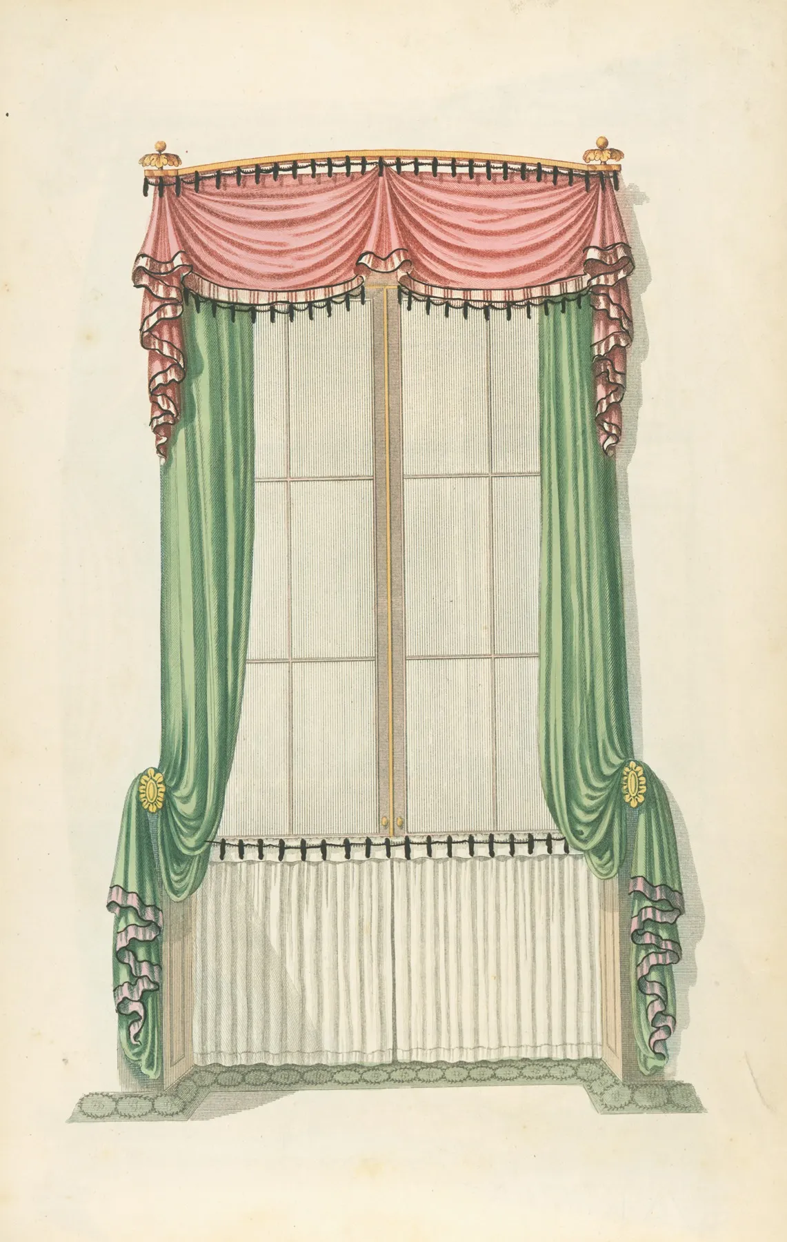 Red And Green Drapery Wall Art by Thomas Sheraton - High-Resolution Digital Print