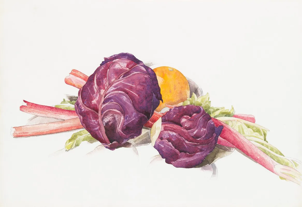 Red Cabbages Rhubarb And Orange Wall Art by Charles Demuth - High-Resolution Digital Print