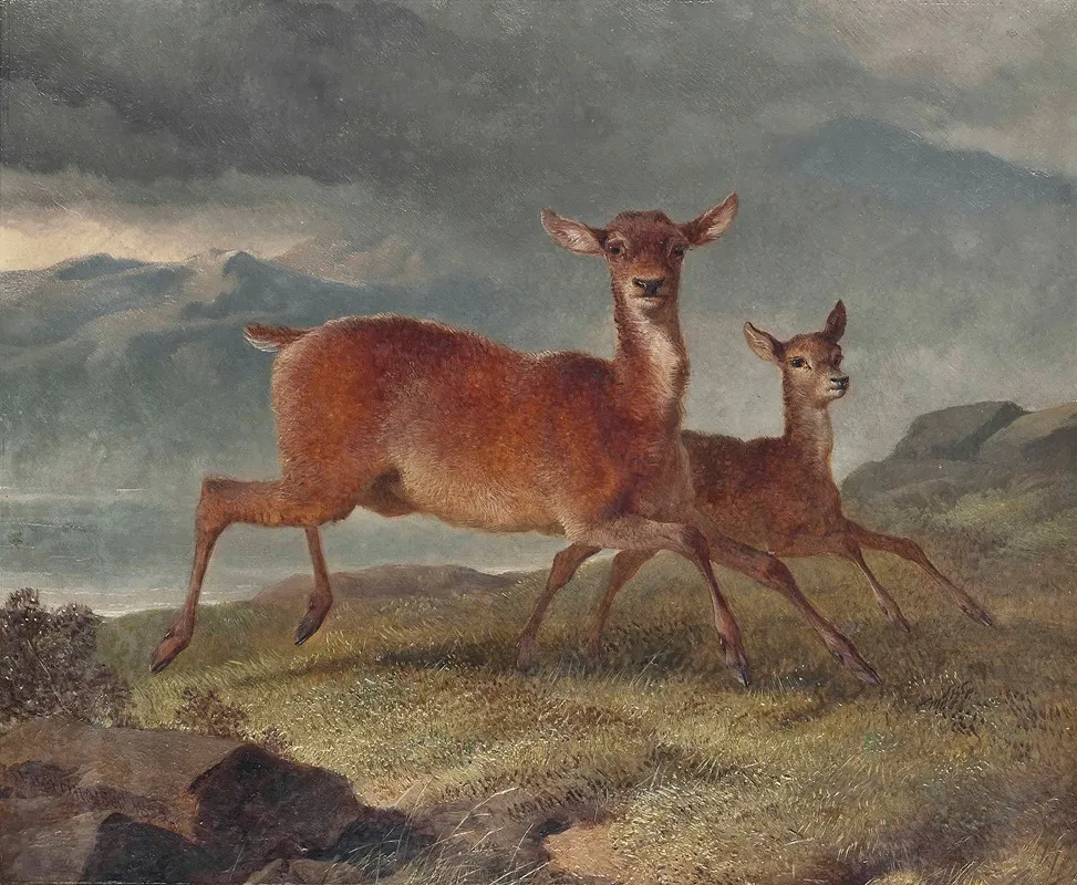 Red Hind And Calf Wall Art by John Frederick Herring Snr. - High-Resolution Digital Print