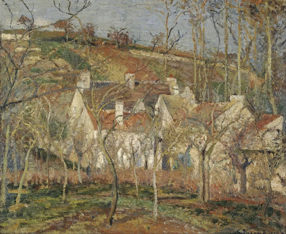 Red Roofs Corner Of A Village Winter