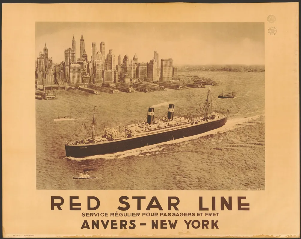 Red Star Line Anvers New York Wall Art by J.F. De Vos - High-Resolution Digital Print