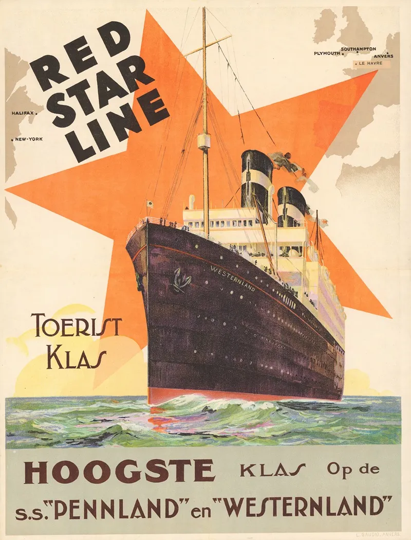 Red Star Line Toerist Klas Hoogste Klas Op De Ss Pennland En Westernland Wall Art by L. Gaudio - High-Resolution Digital Print