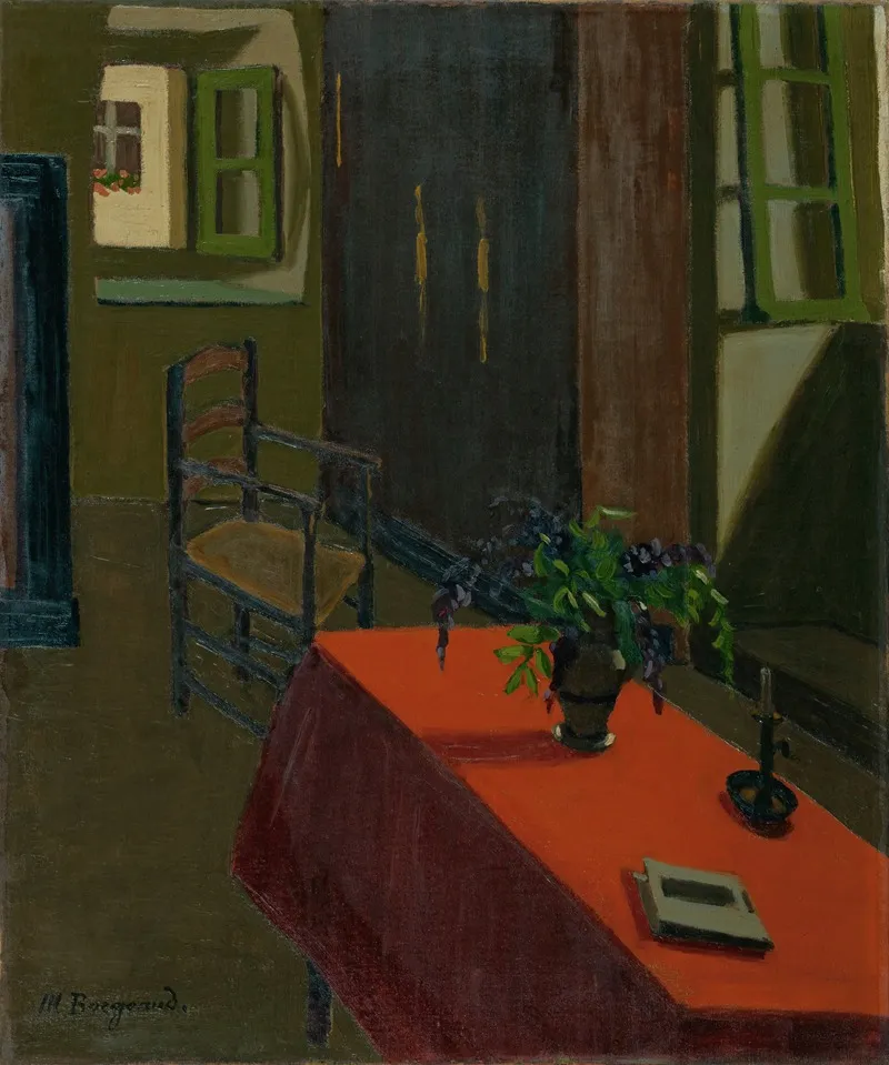 Red Table With Wisteria Wall Art by Marius Borgeaud - High-Resolution Digital Print