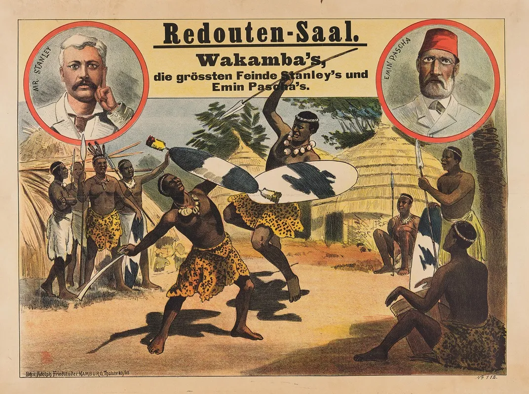 Redouten Saal Wakambas Die Grosten Feinde Stanleys Und Emin Paschas Wall Art by Adolf Friedländer Lith. - High-Resolution Digital Print