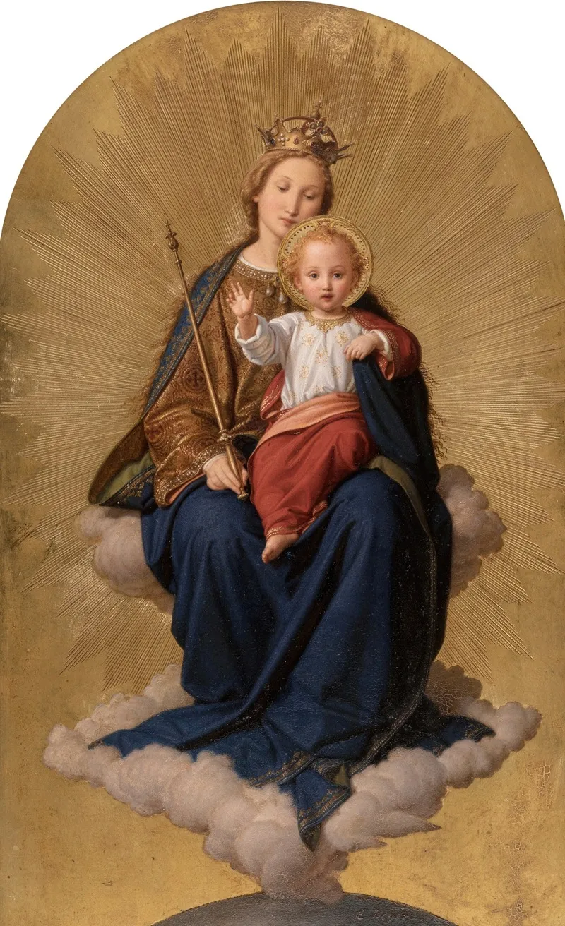 Regina Coeli Virgin And Christ Child Enthroned In The Clouds Wall Art by Ernst Deger - High-Resolution Digital Print