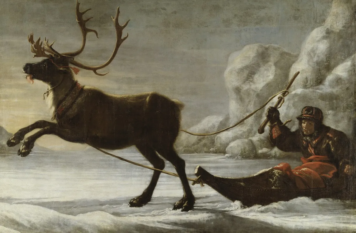 Reindeer With A Sledge Wall Art by David Klöcker Ehrenstrahl - High-Resolution Digital Print