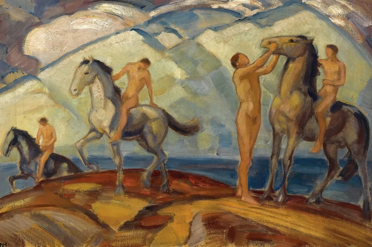 Reiter Am Bergsee Riders At A Mountain Lake Wall Art by Ludwig von Hofmann - High-Resolution Digital Print