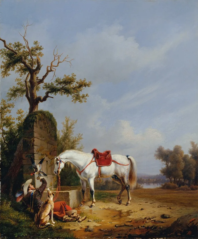 Reiter Mit Pferd Wall Art by Edmond Jean-Baptiste Tschaggeny - High-Resolution Digital Print