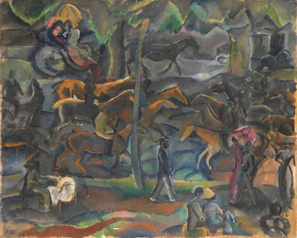 Reiter Und Flaneure Im Park Wall Art by Georges Kars - High-Resolution Digital Print